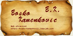 Boško Kamenković vizit kartica